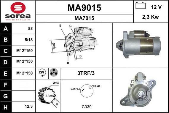 SNRA MA9015 - Démarreur cwaw.fr