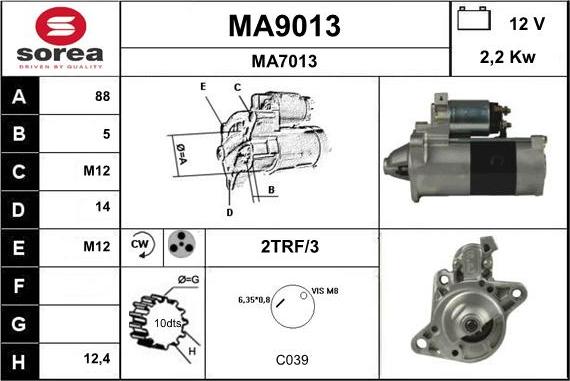 SNRA MA9013 - Démarreur cwaw.fr