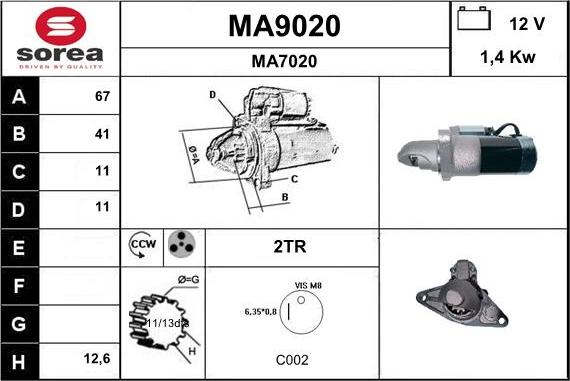 SNRA MA9020 - Démarreur cwaw.fr