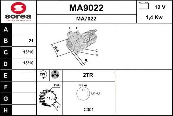 SNRA MA9022 - Démarreur cwaw.fr