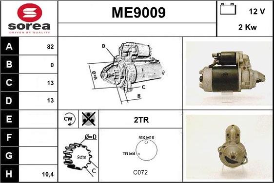 SNRA ME9009 - Démarreur cwaw.fr