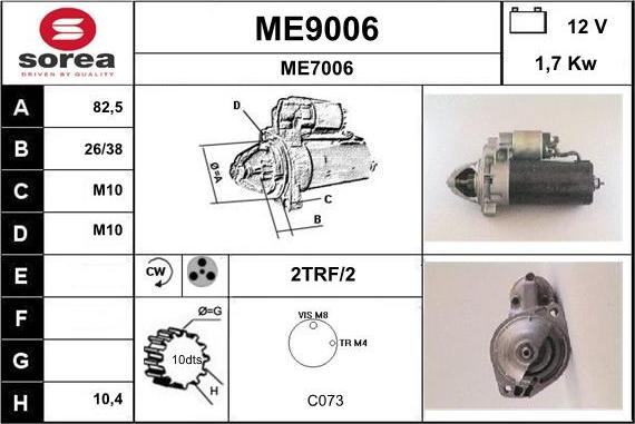 SNRA ME9006 - Démarreur cwaw.fr