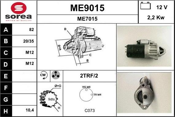 SNRA ME9015 - Démarreur cwaw.fr