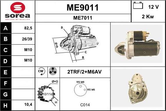 SNRA ME9011 - Démarreur cwaw.fr