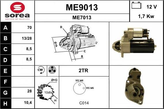 SNRA ME9013 - Démarreur cwaw.fr