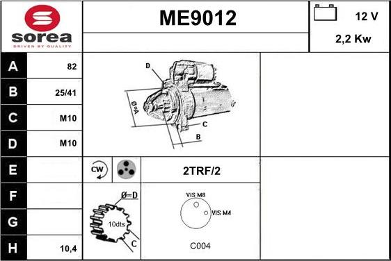 SNRA ME9012 - Démarreur cwaw.fr