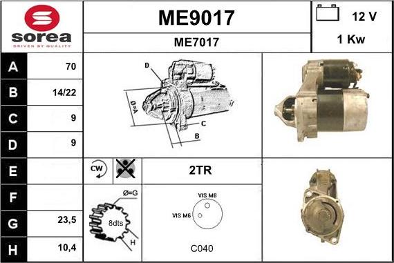 SNRA ME9017 - Démarreur cwaw.fr