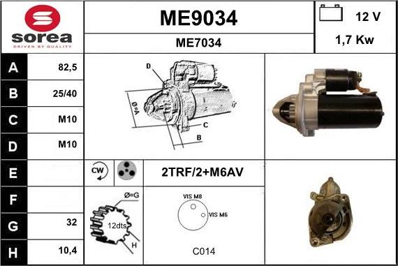 SNRA ME9034 - Démarreur cwaw.fr