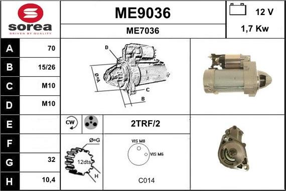 SNRA ME9036 - Démarreur cwaw.fr