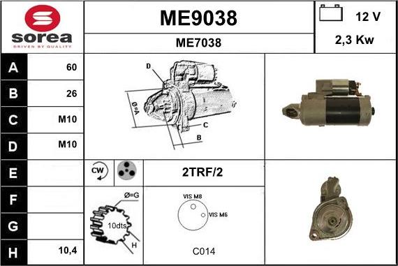 SNRA ME9038 - Démarreur cwaw.fr