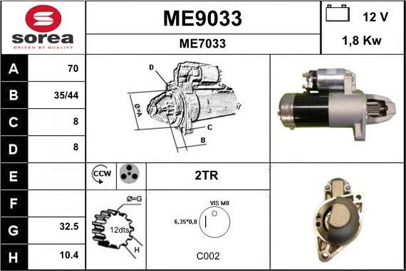 SNRA ME9033 - Démarreur cwaw.fr