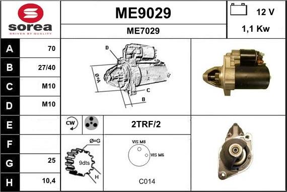 SNRA ME9029 - Démarreur cwaw.fr