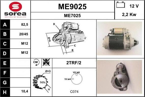 SNRA ME9025 - Démarreur cwaw.fr