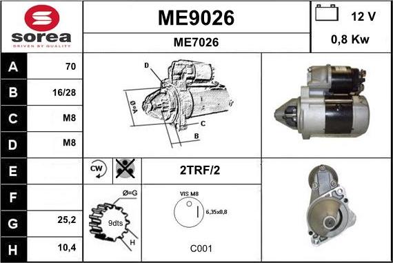 SNRA ME9026 - Démarreur cwaw.fr