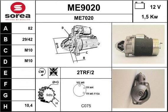 SNRA ME9020 - Démarreur cwaw.fr