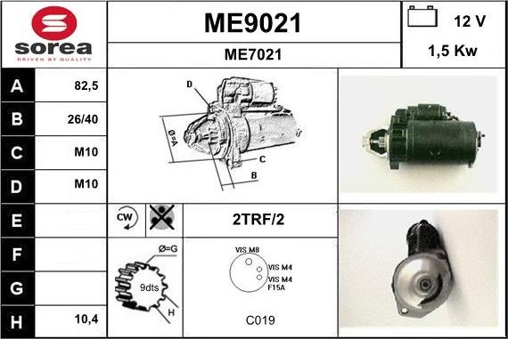 SNRA ME9021 - Démarreur cwaw.fr