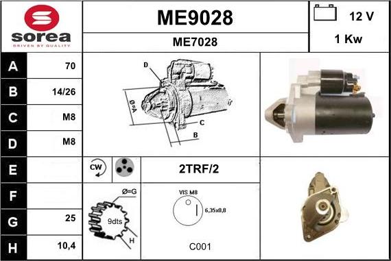 SNRA ME9028 - Démarreur cwaw.fr