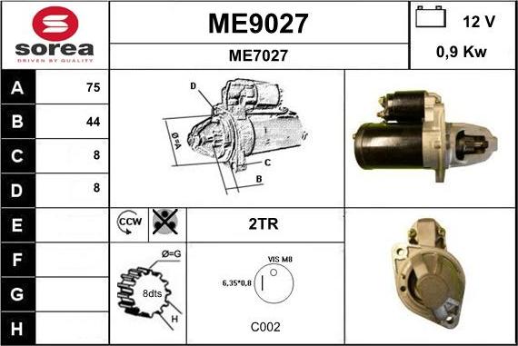 SNRA ME9027 - Démarreur cwaw.fr