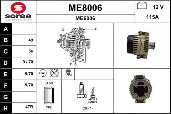 SNRA ME8006 - Alternateur cwaw.fr