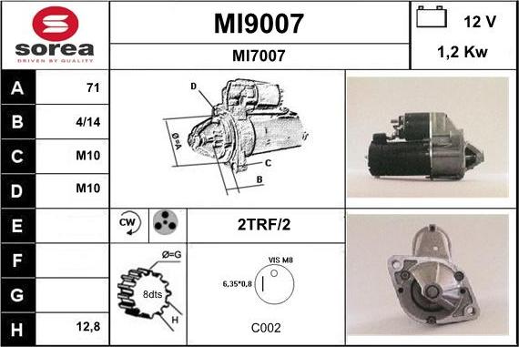 SNRA MI9007 - Démarreur cwaw.fr