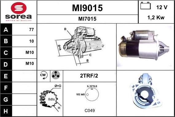 SNRA MI9015 - Démarreur cwaw.fr