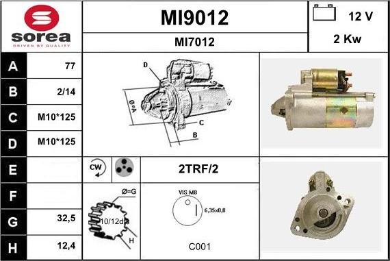 SNRA MI9012 - Démarreur cwaw.fr