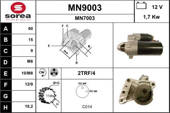 SNRA MN9003 - Démarreur cwaw.fr