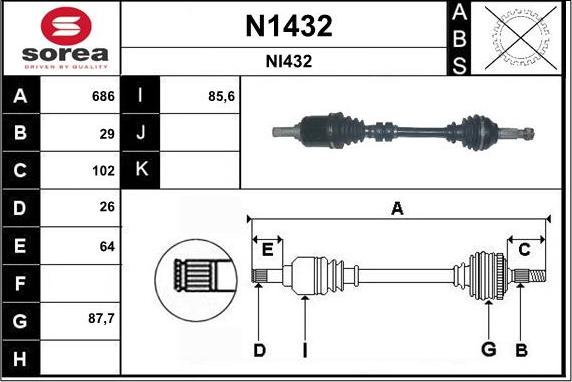 SNRA N1432 - Arbre de transmission cwaw.fr