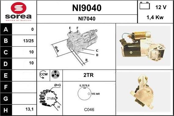 SNRA NI9040 - Démarreur cwaw.fr