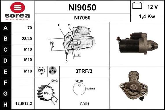 SNRA NI9050 - Démarreur cwaw.fr