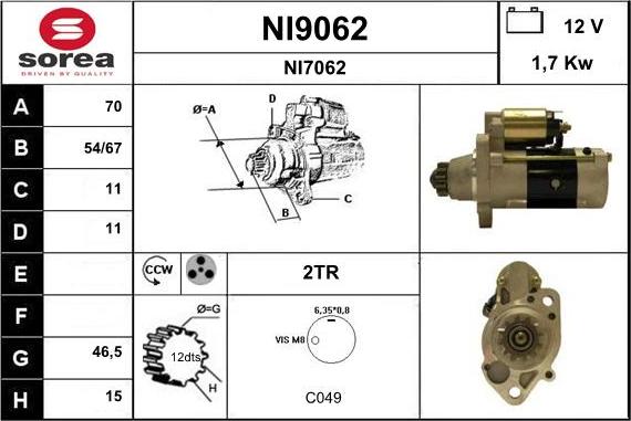 SNRA NI9062 - Démarreur cwaw.fr