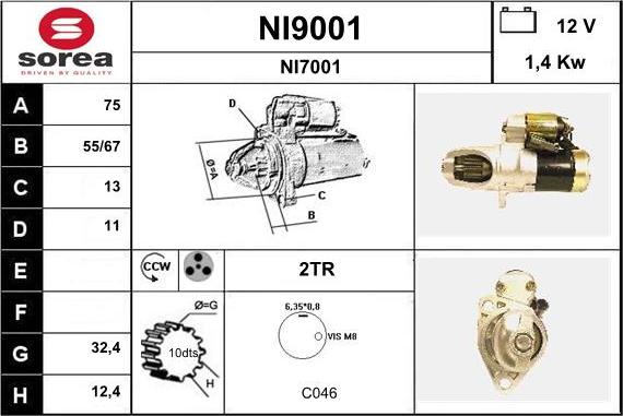 SNRA NI9001 - Démarreur cwaw.fr