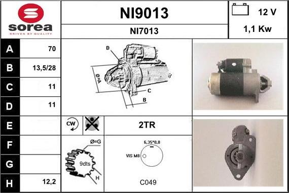 SNRA NI9013 - Démarreur cwaw.fr