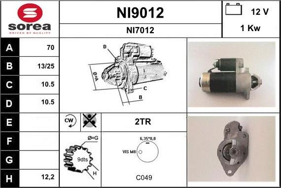 SNRA NI9012 - Démarreur cwaw.fr