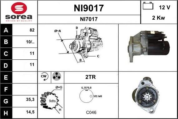 SNRA NI9017 - Démarreur cwaw.fr