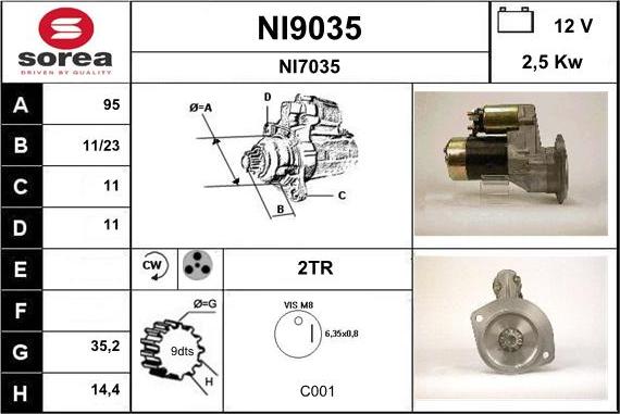 SNRA NI9035 - Démarreur cwaw.fr