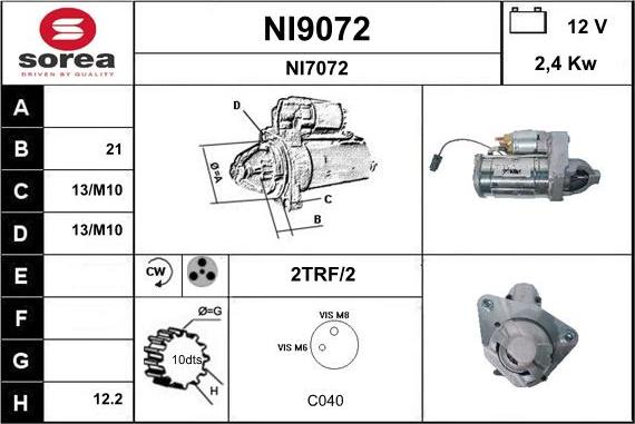 SNRA NI9072 - Démarreur cwaw.fr