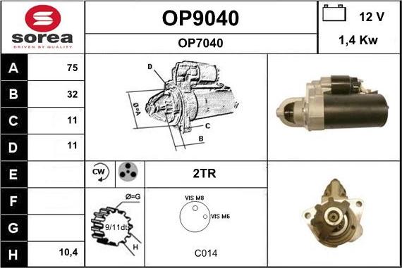 SNRA OP9040 - Démarreur cwaw.fr