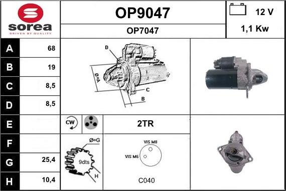 SNRA OP9047 - Démarreur cwaw.fr