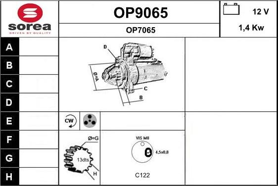 SNRA OP9065 - Démarreur cwaw.fr