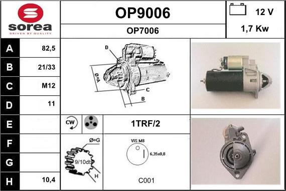 SNRA OP9006 - Démarreur cwaw.fr