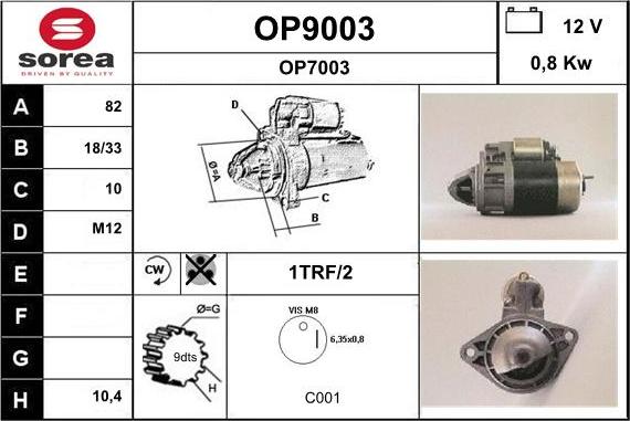 SNRA OP9003 - Démarreur cwaw.fr