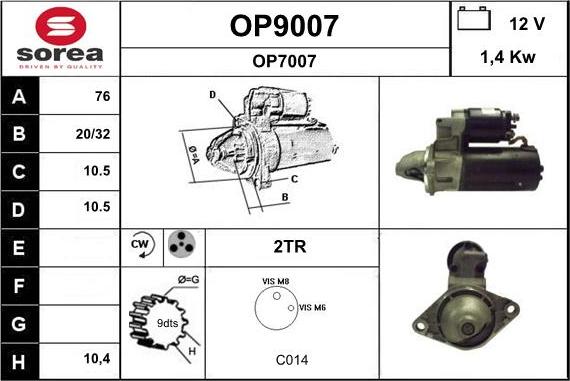 SNRA OP9007 - Démarreur cwaw.fr