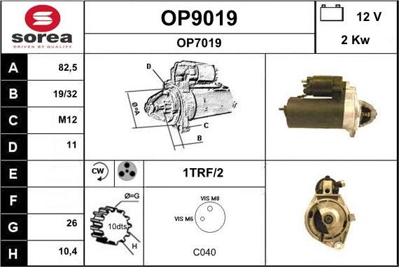 SNRA OP9019 - Démarreur cwaw.fr