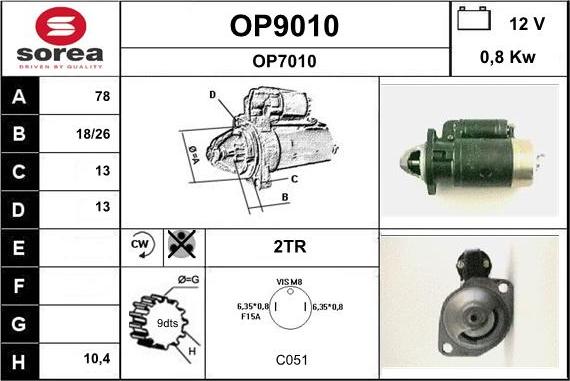 SNRA OP9010 - Démarreur cwaw.fr