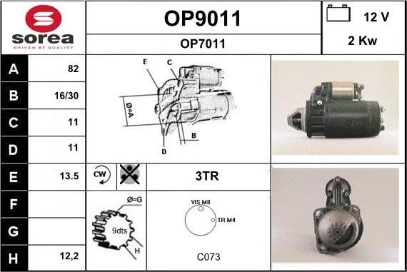 SNRA OP9011 - Démarreur cwaw.fr