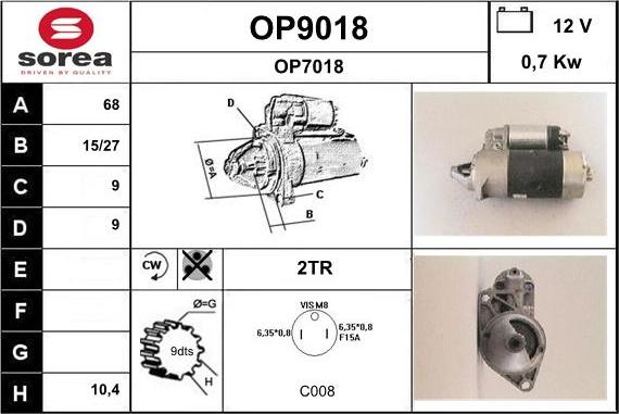 SNRA OP9018 - Démarreur cwaw.fr