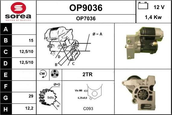 SNRA OP9036 - Démarreur cwaw.fr