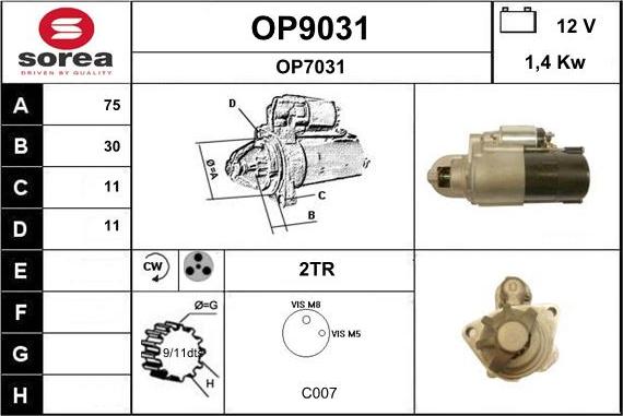 SNRA OP9031 - Démarreur cwaw.fr