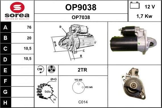 SNRA OP9038 - Démarreur cwaw.fr